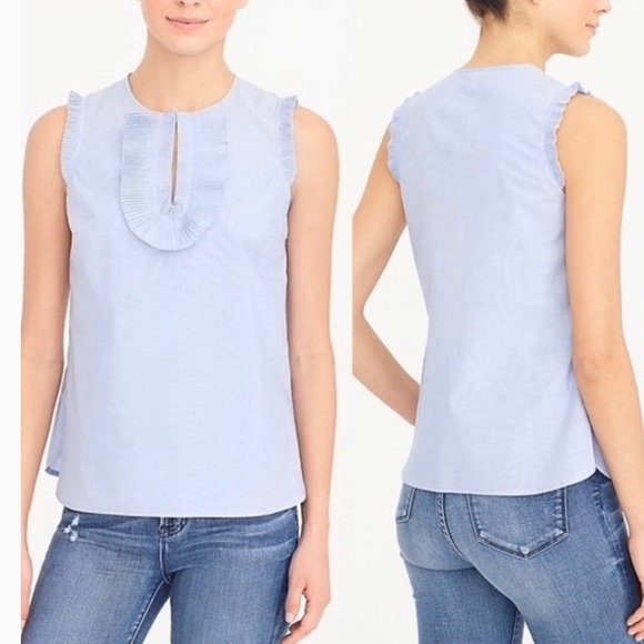 J. Crew Tops - JCREW Light Blue Margot Ruffled Sleeveless Top